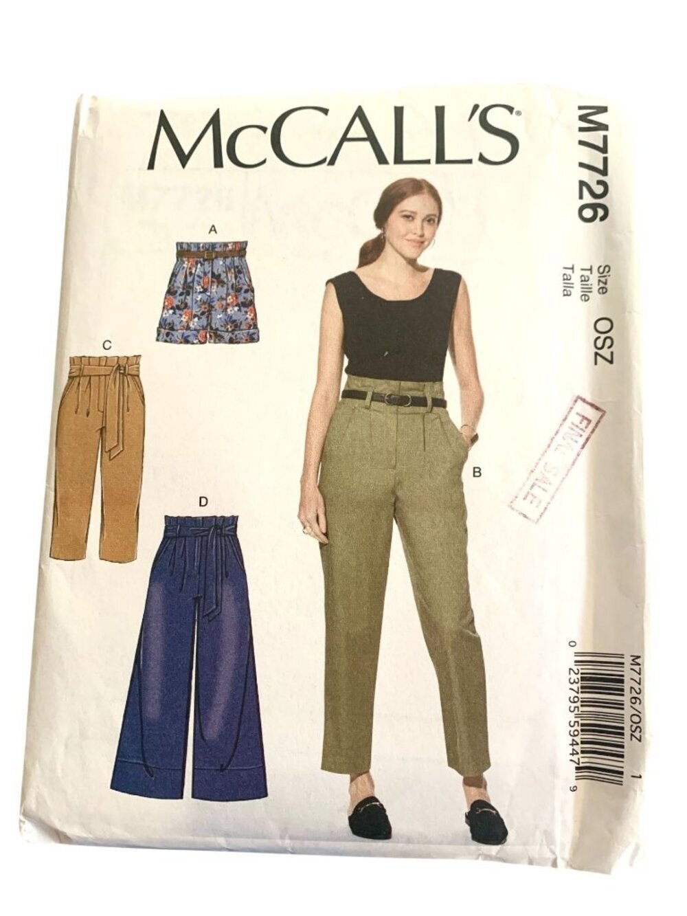 McCall's M8389 Pattern Misses' Shorts Pants High Waist Uncut Size 6 - 22